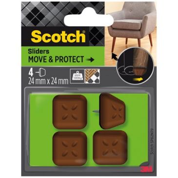 Patin glisseur - à clouer - plastique à alvéoles - carré 24 mm - marron - l
