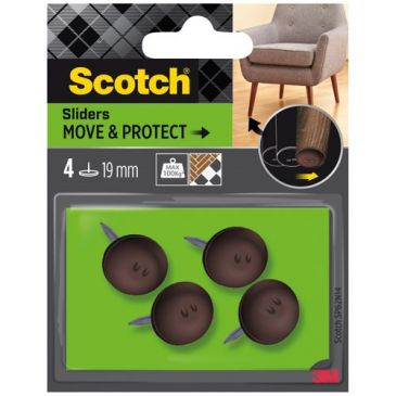 Patin glisseur - à clouer - plastique à alvéoles - diamètre 19 mm - marron 