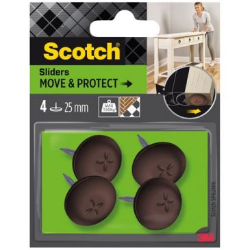 Patin glisseur - à clouer - plastique à alvéoles - diamètre 25 mm - marron 