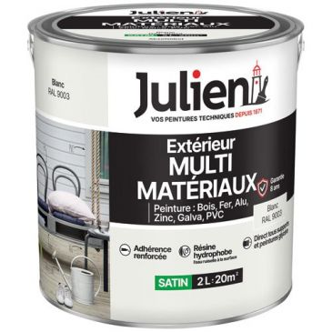 Peinture 2 L Extérieur Multi-matériaux - Blanc RAL9003