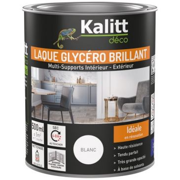 Laque glycéro Brillante Multi-supports 0.5 L - Blanc