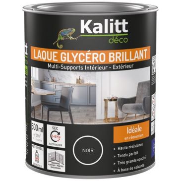 Laque glycéro Brillante Multi-supports 0.5 L - Noir