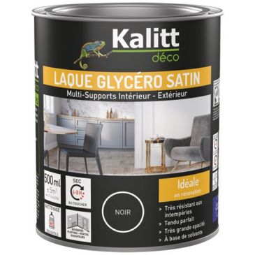 Laque glycéro Satin Multi-supports 0.5 L - Noir