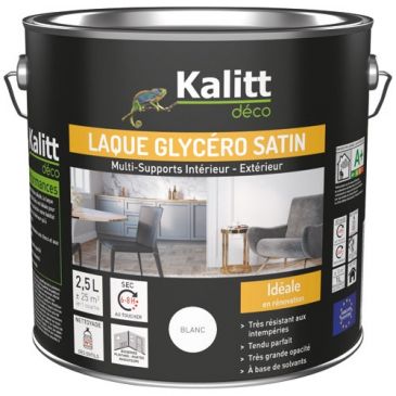 Laque glycéro Satin Multi-supports 2.5 L - Blanc
