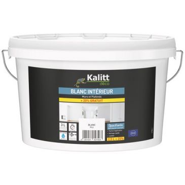 Peinture murs et plafonds bicouche mat 2.5 L + 0.5 L blanc