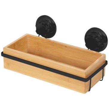 Etagère de douche - à ventouses - en bambou - Bestlock Spa - noir et nature