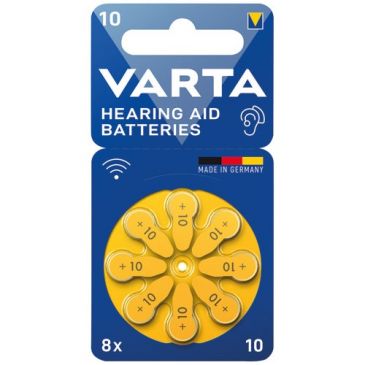 Pile auditive - Hearing Aid Batteries - V10 - PR70 - lot de 8 - jaune