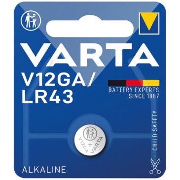 Pile électronique alcaline LR43 V12GA blister de 1