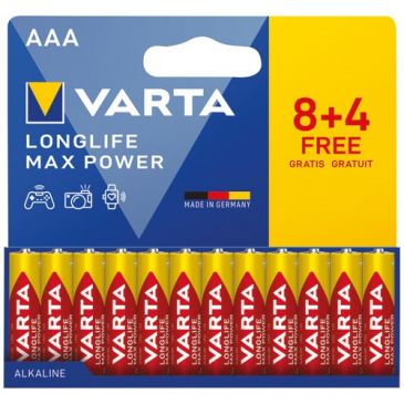 Pile alcaline - Longlife Max Power - AAA / LR03 - lot de 8 + 4 offertes