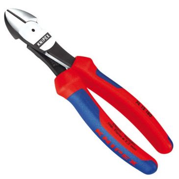 Pince coupante de côté à forte démultiplication - 180 mm - rouge/bleu