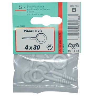 Piton à vis rilsanisé blanc 4.5x35 sc