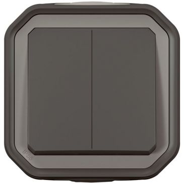 Plexo double interrupteur anthracite complet