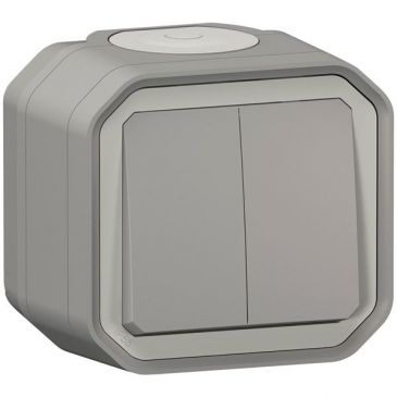 Double poussoir ou va-et-vient - Plexo - gris