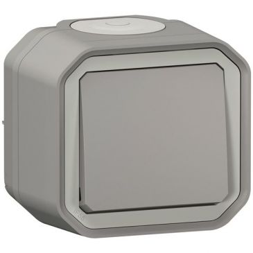 Poussoir simple - Plexo - complet saillie - gris