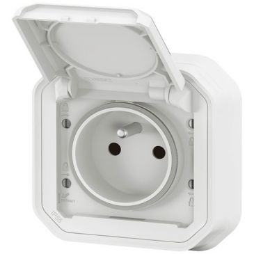 Plexo prise de courant standard f/b blanc encastre