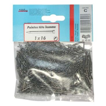 Pointe TH acier 1.0x16  100g