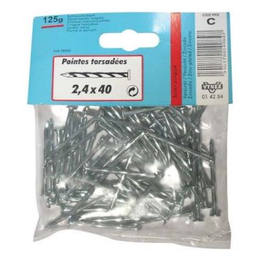 Pointe torsadée TP acier zingué 2.7x50  130g