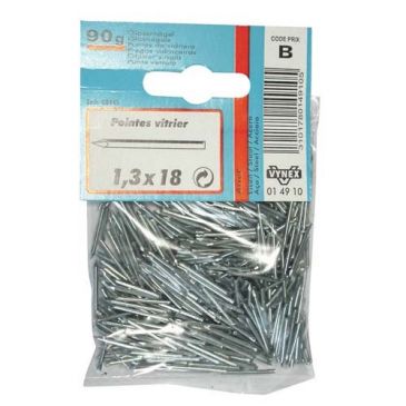 Pointe vitrier acier 1.3x18  90g