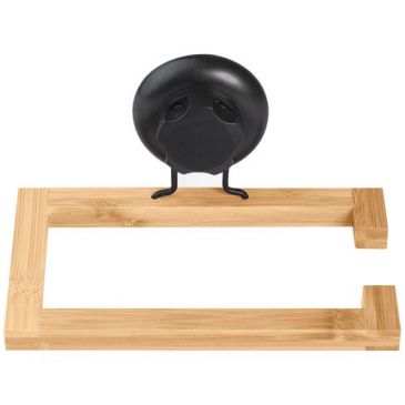 Porte papier toilette - à ventouse - en bambou - Bestlock Spa - noir et nat