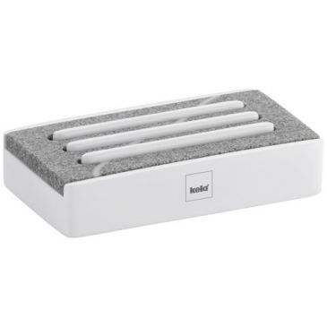 Porte-savon Blanc Mat & Aspect Pierre - Cube