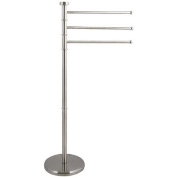 Porte serviettes - 3 branches - sur pied rond - acier inox - gris 