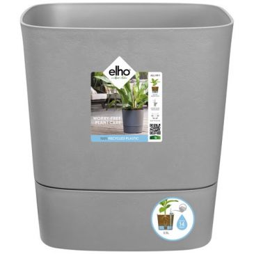Pot Greensense aqua care carré 30cm ciment clair