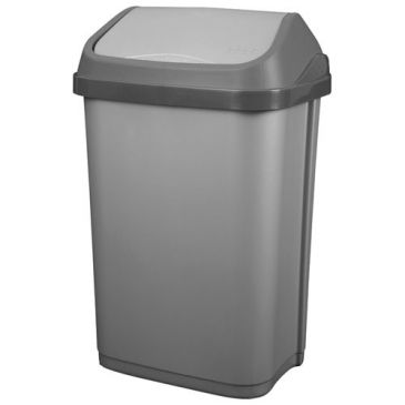 Poubelle 50 litres couvercle basculant gris silver