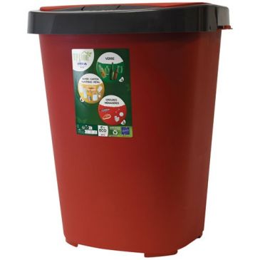 Poubelle City push 40 L rouge rubis