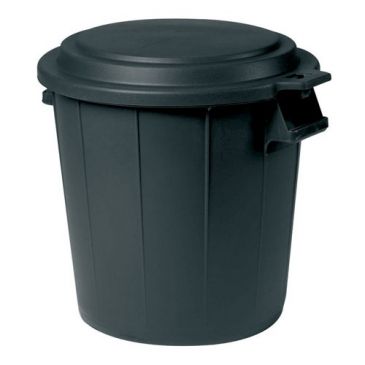 Poubelle immeuble 50l noir+couvercle