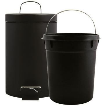 Poubelle noire 3l pédale et seau amovible