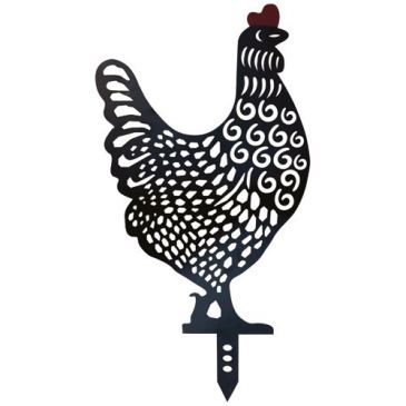 Poule Cokot Tonka silhouette décorative à planter noir