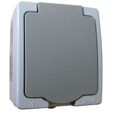 Prise étanche saillie  2P+T - 16A - IP54 - gris