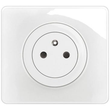 Prise blanc 2p+t surface confort avec plaque complet