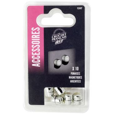 Punaises magnétiques argentées - lot de 10 
