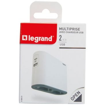 Quadriplite corner 2 prises 2P 6A USB A+C blanc/noir