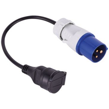 Adaptateur caravane mâle avec câble 30 cm IP44 bleu