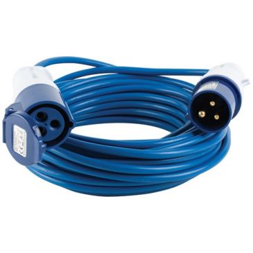 Rallonge électrique camping - L : 15 m - 3 x 1.5 mm² - prise mâle/femelle -