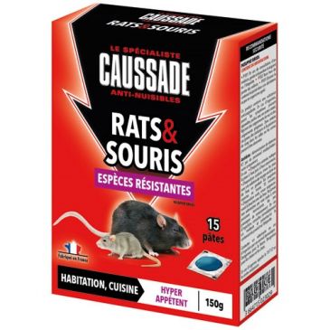 Rats et souris pat appât espèces résistantes 15x10g