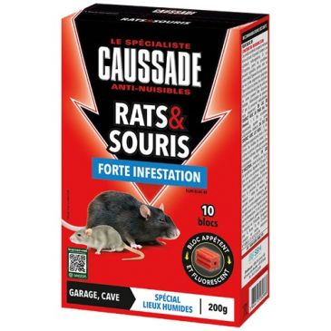 Appât bloc - fluorescent - rats et souris - forte infestation - 200 g - 10 