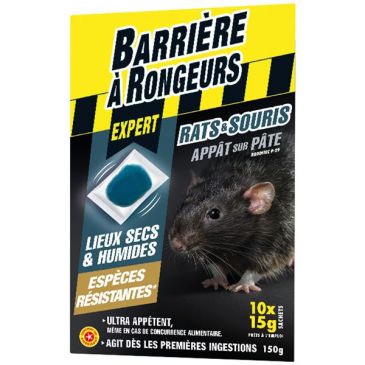 Rats souris appât sur pate 150g espèces résistances