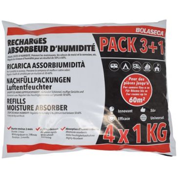 Recharge absorbeur d'humidité sachet 4 x 1kg