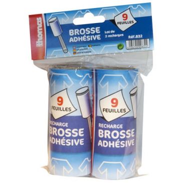 Recharge adhésive - 9 feuilles - pour brosse - lot de 2 