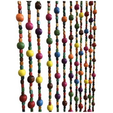 Rideau de porte perles de bois multicolores 90 x 200 cm