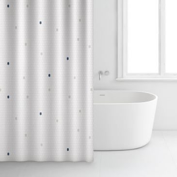 Rideau douche 180x200 polyester blanc motifs points