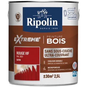 Peinture acrylique Bois 2.5 L Satin Extreme - Rouge Vif