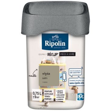 Peinture acrylique 0,75 L Récup' Pièces à vivre Satin - Sépia