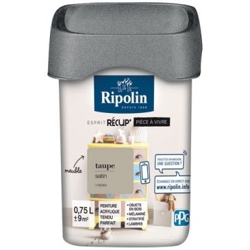 Peinture acrylique 0,75 L Récup' Pièces à vivre Satin - Taupe
