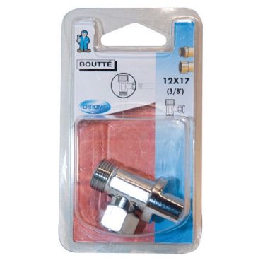 Robinet chasse 12x17 1/4 tour chrome équerre sur carte