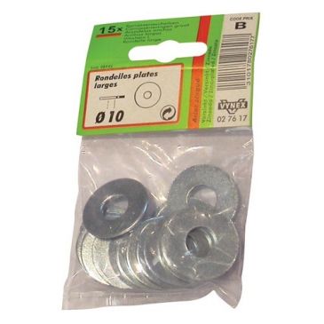Rondelle plate large acier zingué Ø10mm x15 piècessc