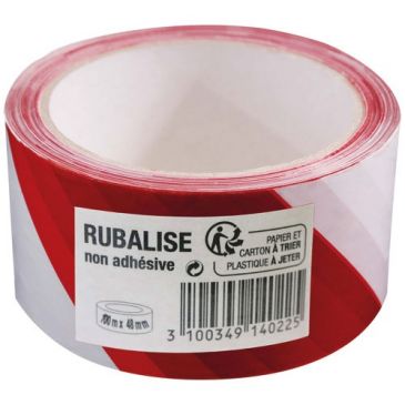 Rouleau rubalise - blanc/rouge - 48 mm x 100 m
